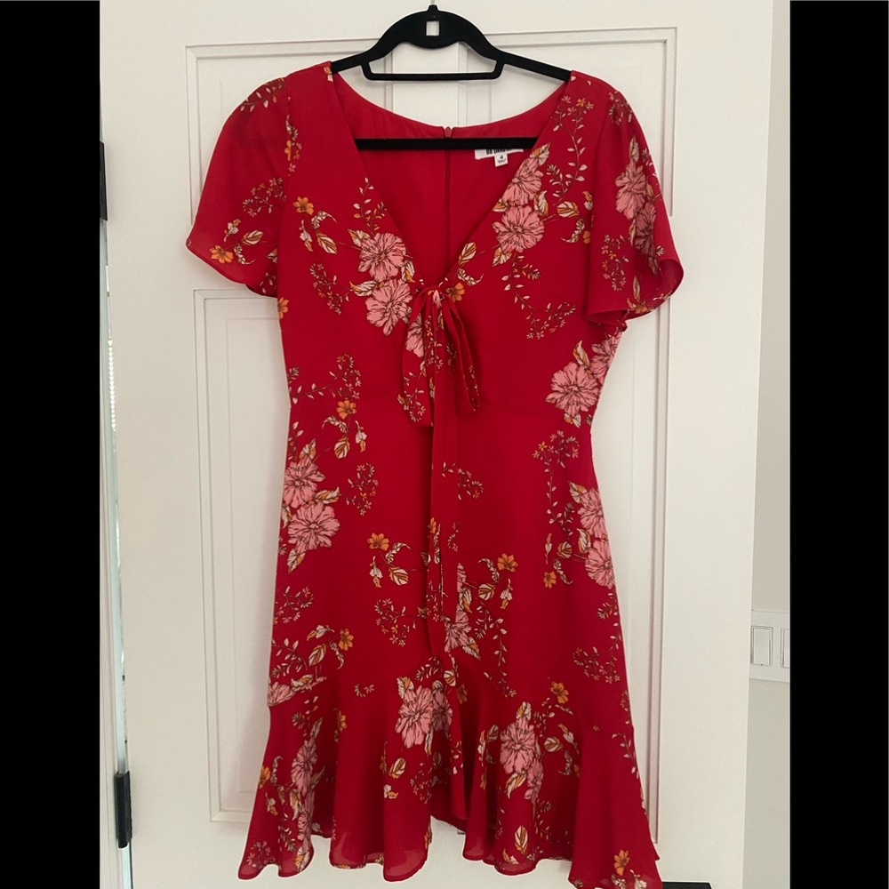 BB Dakota Red Tie Front Mini Dress Size 4